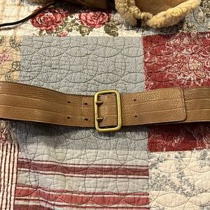 Vintage Y2K wide double prong calfskin leather made in England Etienne Aigner